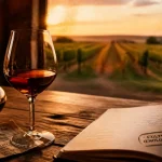 Culture oenologique : verre de vin, carnet de dégustation et terroir