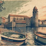 Visiter Collioure : port avec barques et église Notre-Dame-des-Anges