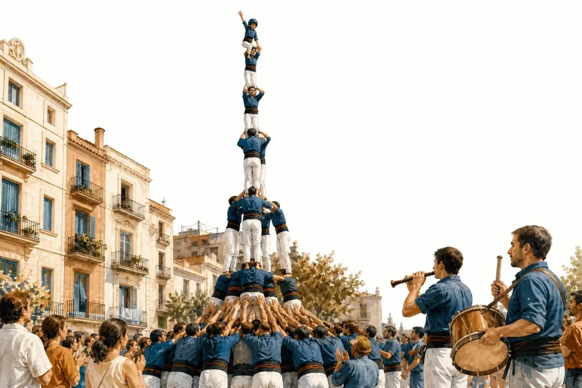 La culture de Barcelone vécue à travers les castellers et les fêtes de quartier