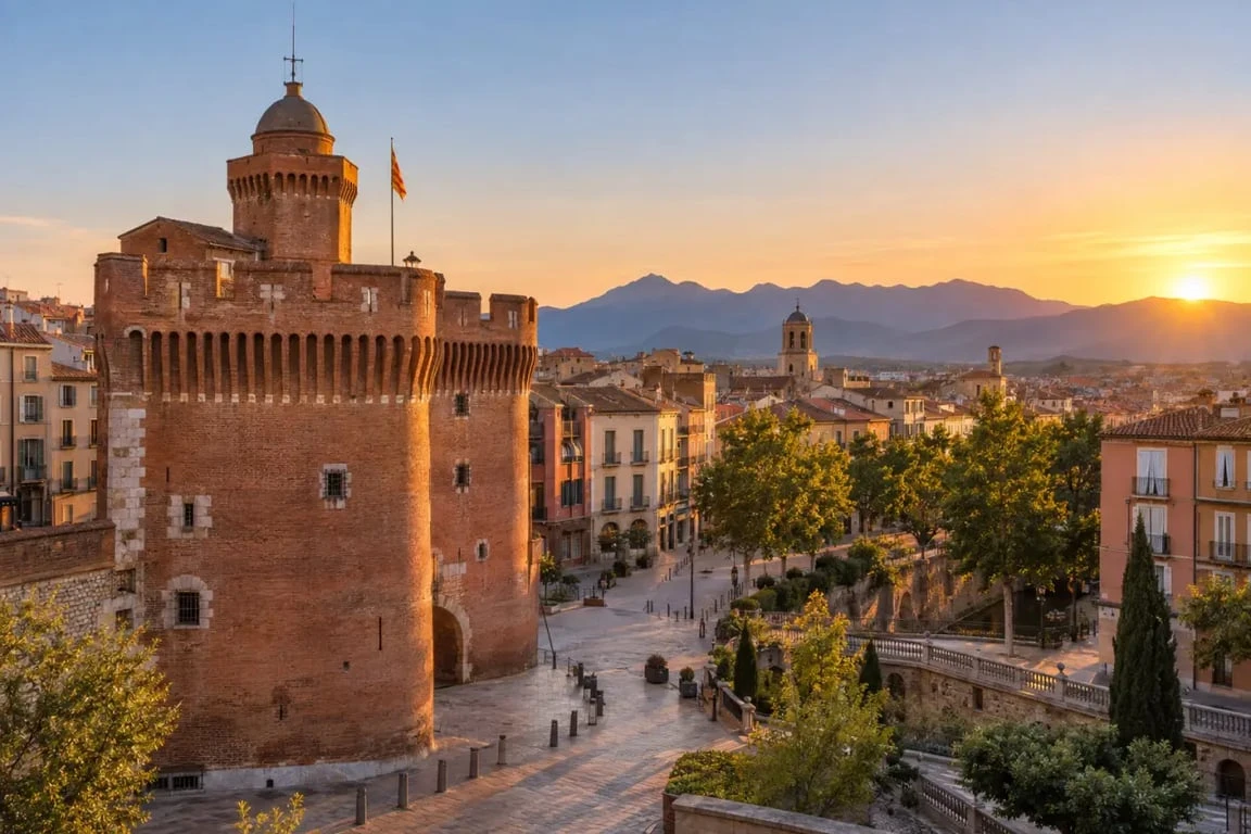 Perpignan a voir : le Castillet et le centre historique au coucher du soleil