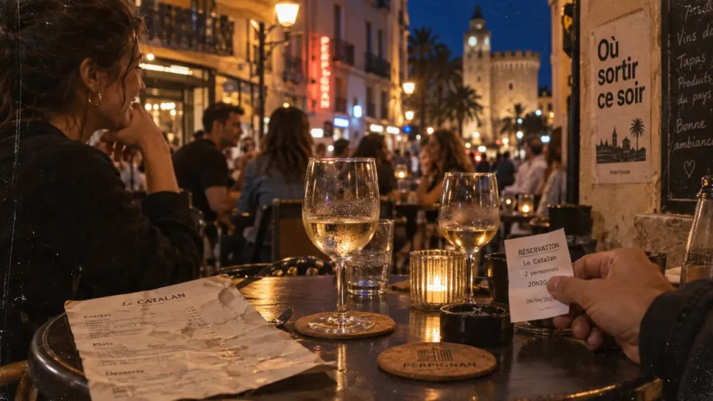 Ou sortir ce soir Perpignan : terrasse animée, verres à vin et ambiance
