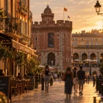 Perpignan a voir : vue du Castillet et ruelles catalanes