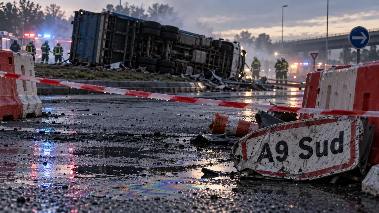 Perpignan : un camion renversé près du péage sud de l’A9 perturbe la circulation